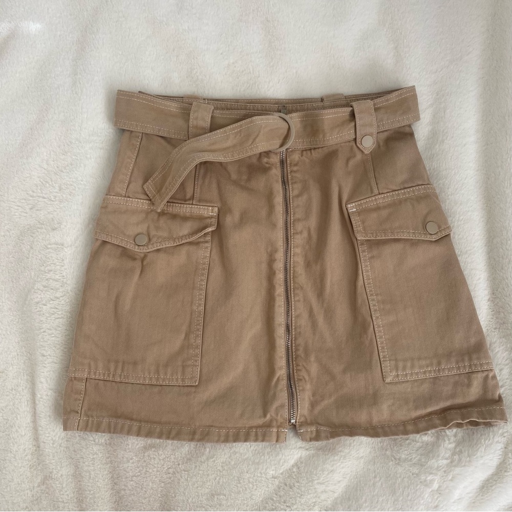 Tan Topshop Mini Skirt with Pockets